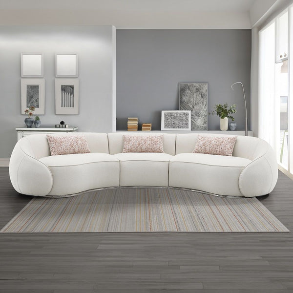 Sahara - Sectional Sofa With 3 Pillows - Beige Boucle
