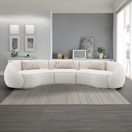Sahara - Sectional Sofa With 3 Pillows - Beige Boucle - R&R Furniture Gallery (Fountain Valley, CA)