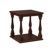 Square traditional accent table with two tiers in espresso finish, 8th Street brand, wood construction for living room decor.