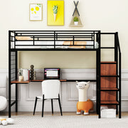 Loft Bed With Desk And Grid, Stylish Frame With Lateral Storage Ladder And Wardrobe - R&R Furniture Gallery (Fountain Valley, CA)