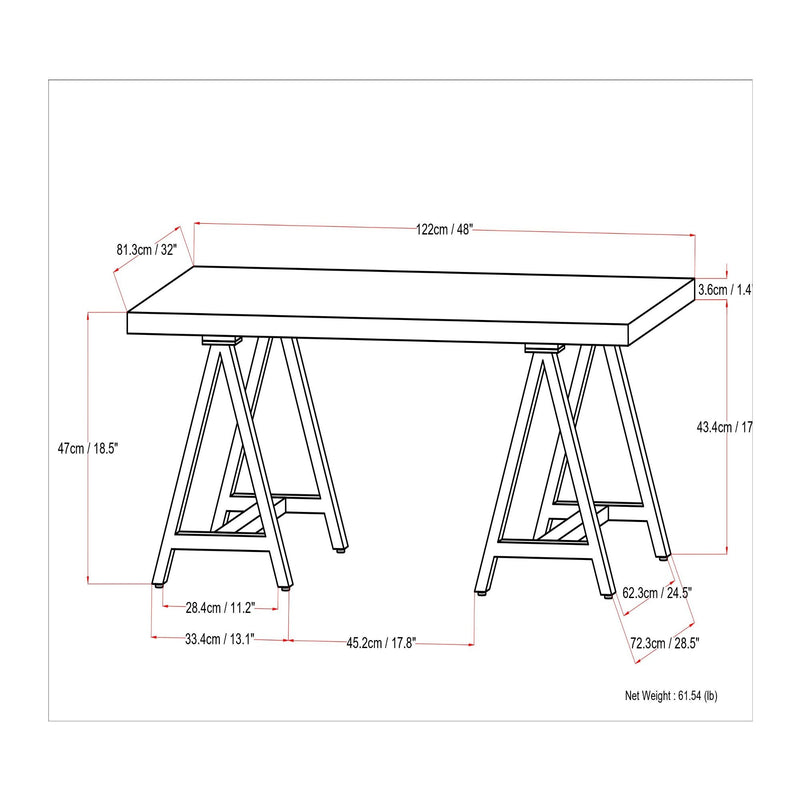 Handcrafted solid wood sawhorse-style coffee table by Simpli-Home with sturdy construction and natural wood finish.