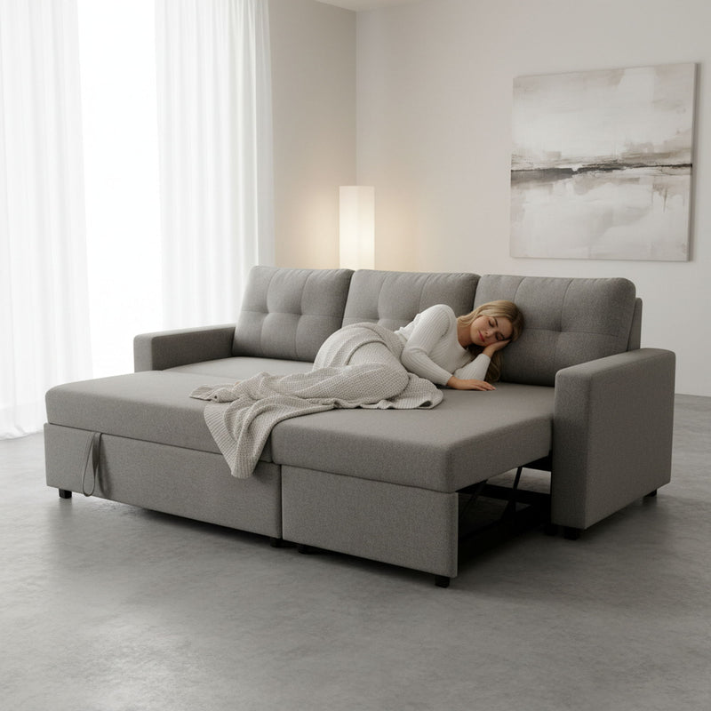 Convertible L Shaped Sectional Sleeper Sofa Bed, Saving Pull Out Couch - R&R Furniture Gallery (Fountain Valley, CA)