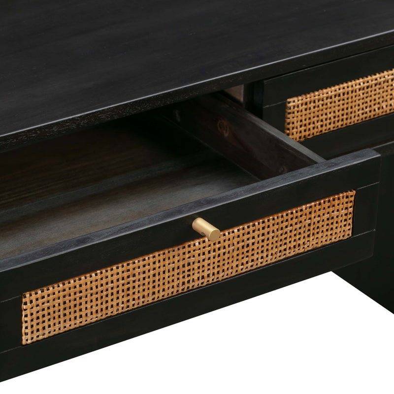 TOV Furniture Sierra writing desk with a sleek wooden surface and modern design, ideal for home or office workspace.