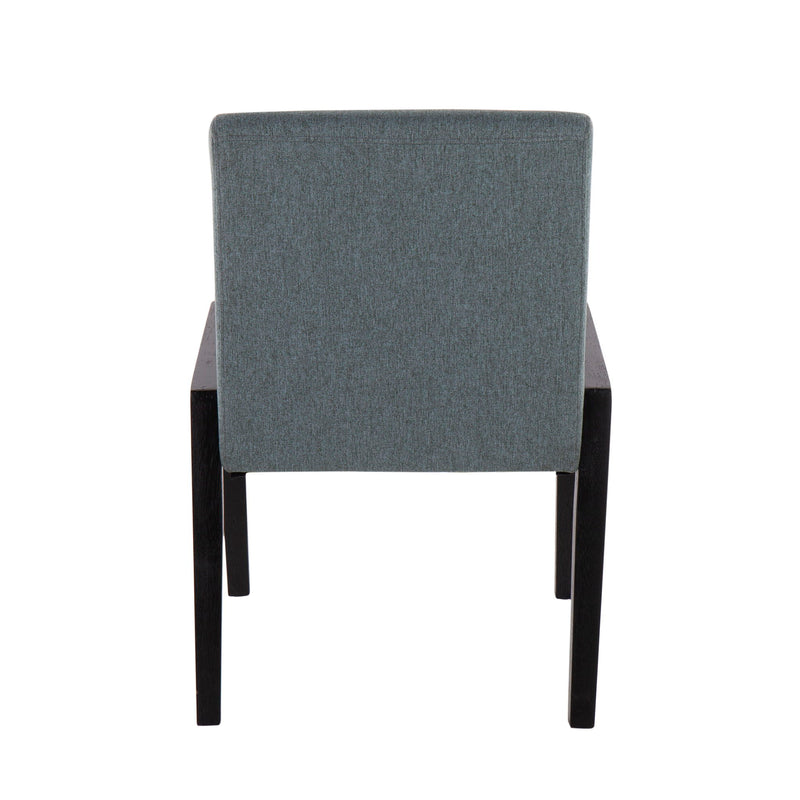 Pair of Lumi Source Carmen contemporary elegant design chairs with sleek black upholstery and modern wooden legs.