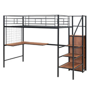 Loft Bed With Desk And Grid, Stylish Frame With Lateral Storage Ladder And Wardrobe - R&R Furniture Gallery (Fountain Valley, CA)