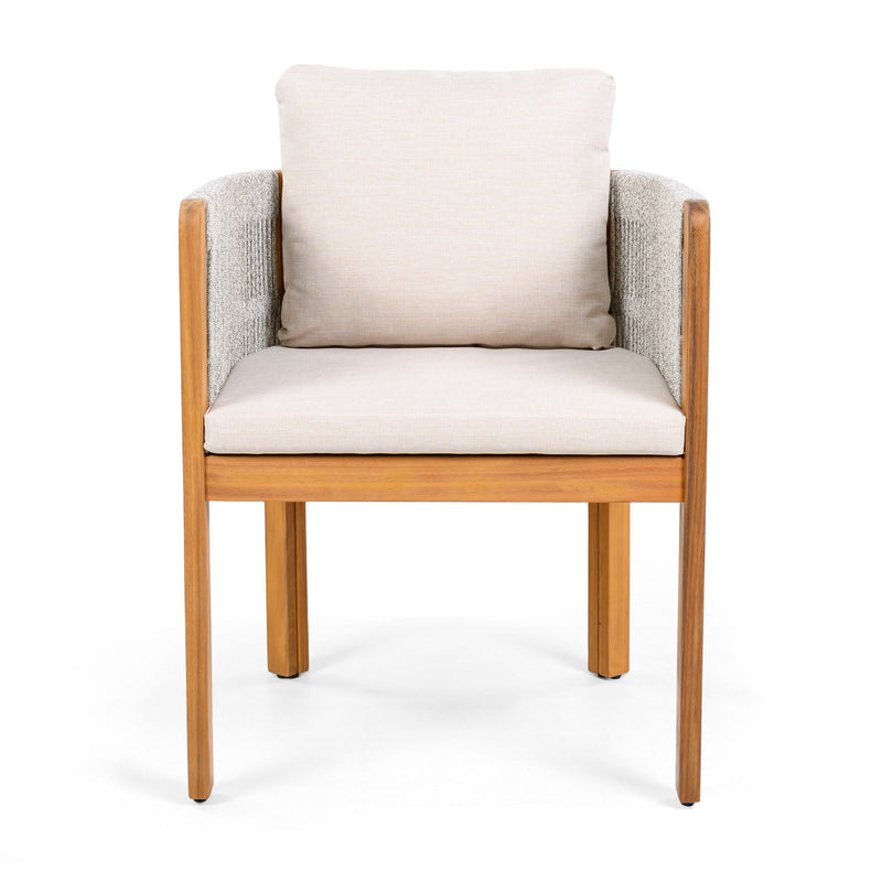 Outdoor Dining Chairs & Rope Handles (Set of 2) - Beige / Teak - R&R Furniture Gallery (Fountain Valley, CA)