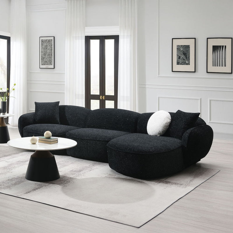 Lucifer - Sectional Sofa With 3 Pillows - Black Shimmer Chenille - R&R Furniture Gallery (Fountain Valley, CA)