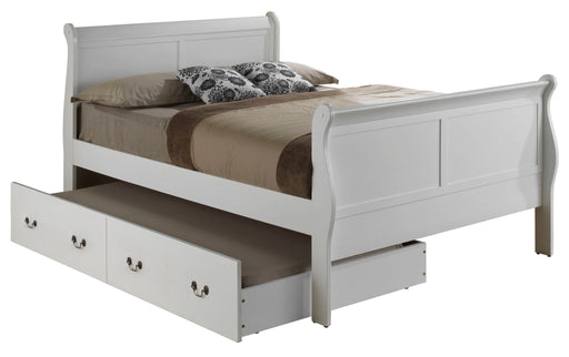 Elegant Glory Furniture trundle bed with classic design, showcasing a wooden frame and space-saving pull-out bed for versatile bedroom use.
