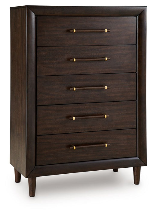 Dantenton - Five Drawer Chest - Merlot - R&R Furniture Gallery (Fountain Valley, CA)