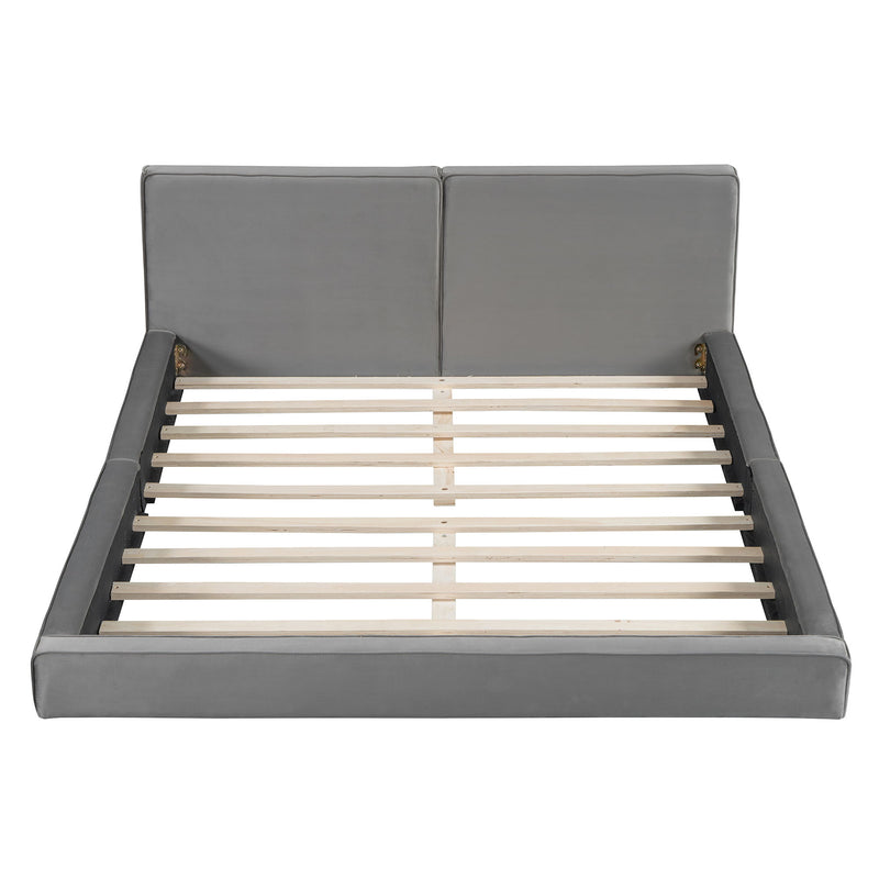 Upholstered Platform Bed, Grounded Bed With Solid Frame - R&R Furniture Gallery (Fountain Valley, CA)