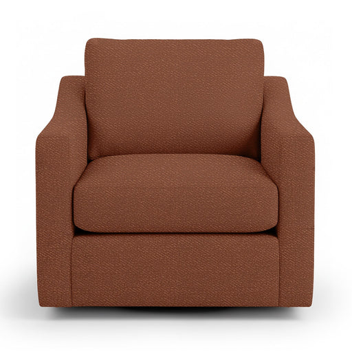 Classic Home Aspen swivel chair with a plush upholstered seat and curved wooden base, designed for comfortable office or living room seating.