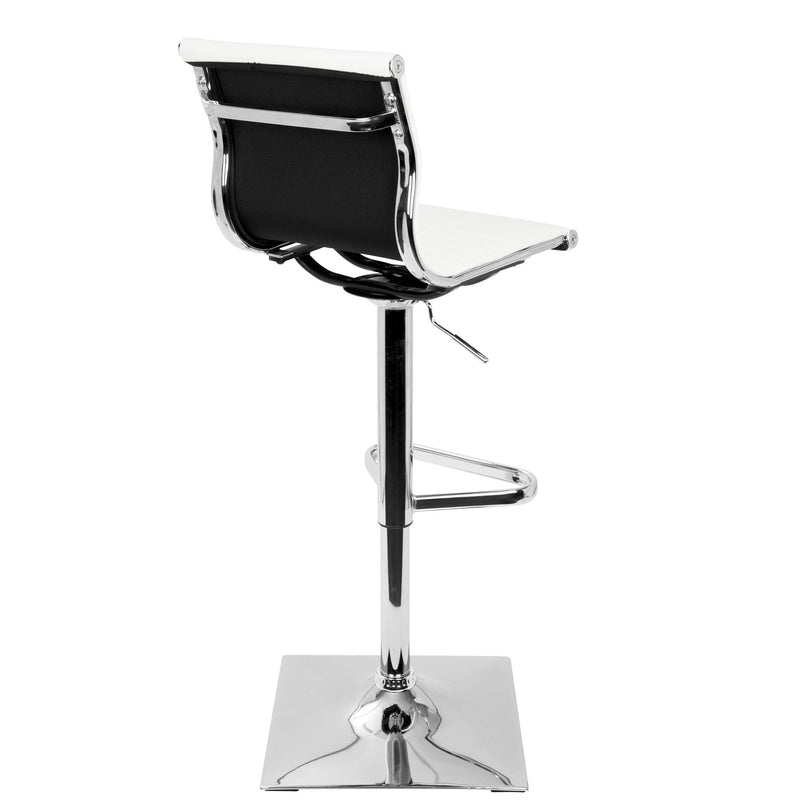 Lumi Source Masters contemporary adjustable barstool with swivel, bar height (28-30 inches), featuring a sleek modern design and cushioned seat.