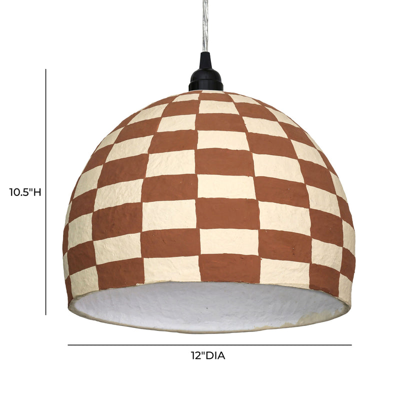 TOV Furniture Taurus cotton mache pendant lamp in white and terracotta hanging ceiling light for modern interior decor