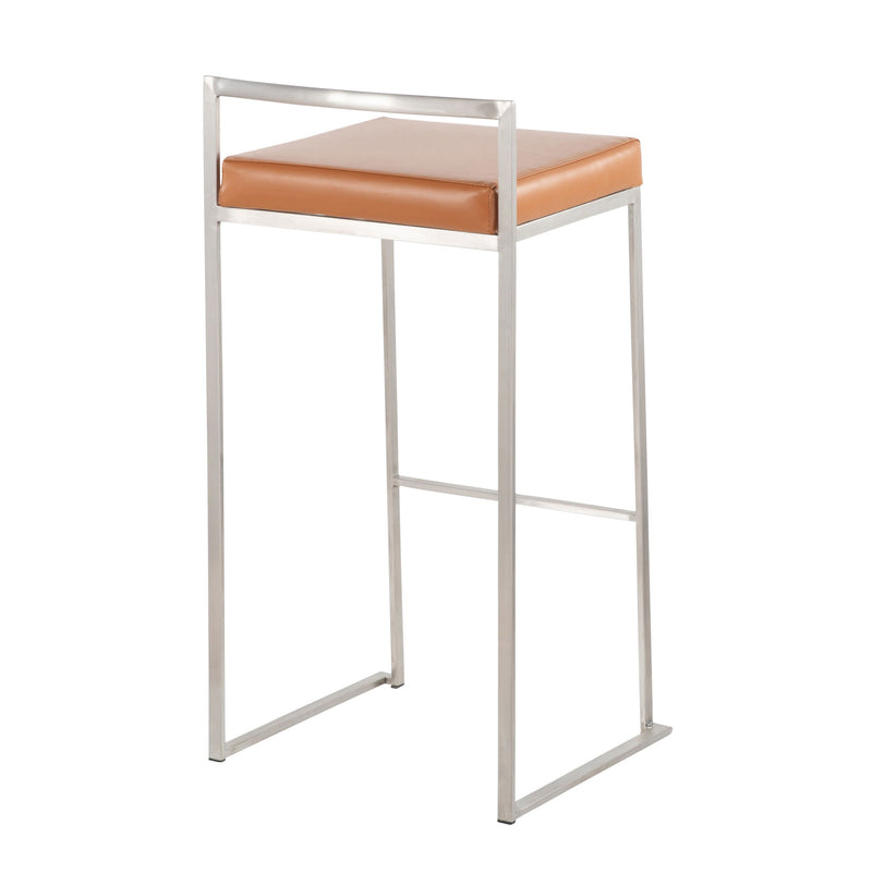 Lumi Source Fuji contemporary stackable barstool with sleek modern design and wooden seat, shown in a set of multiple stools.