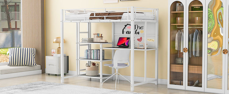 Metal Loft Bed With Desk, 3 Shelves And Ladder - R&R Furniture Gallery (Fountain Valley, CA)