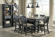 Signature Design by Ashley Tyler Creek display cabinet with glass doors and wooden shelves for showcasing collectibles.