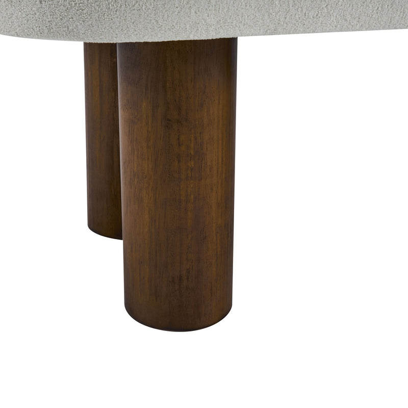 Indoor upholstered dining bench by Noble House with a padded seat and wooden legs, ideal for dining room seating.