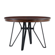 Mid Century Modern Round Dining Table With Metal Legs And Open Shelf - R&R Furniture Gallery (Fountain Valley, CA)