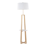 Lumi Source Cosmo contemporary glam floor lamp with a sleek shelf, featuring a modern design and a metallic finish.