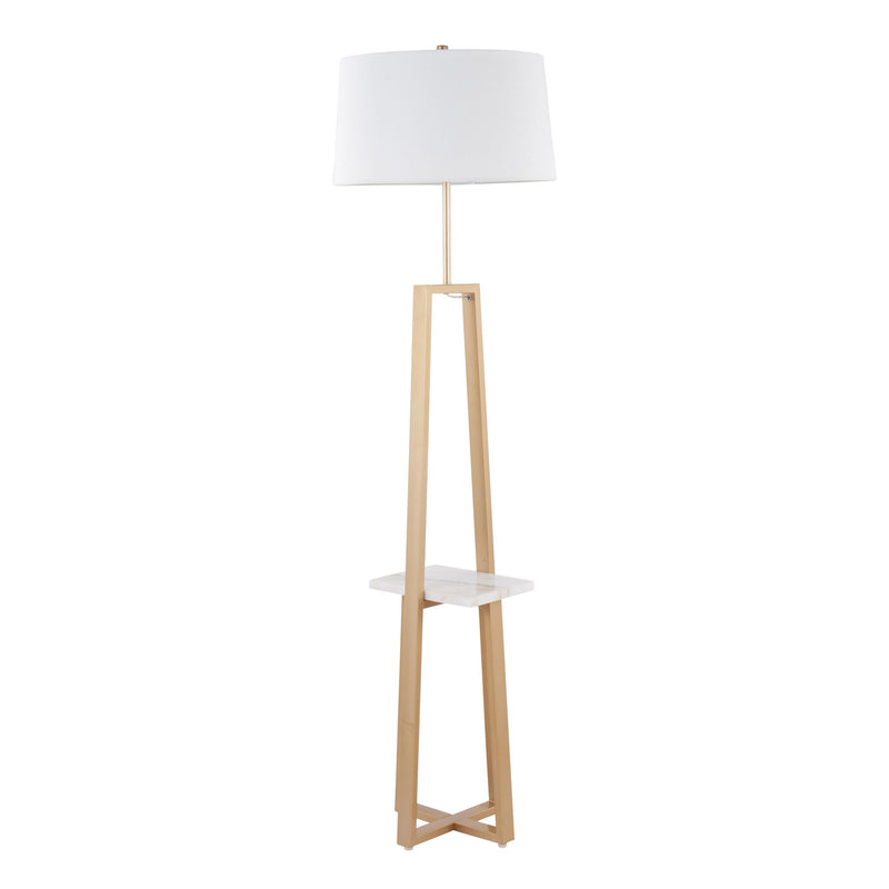 Lumi Source Cosmo contemporary glam floor lamp with a sleek shelf, featuring a modern design and a metallic finish.