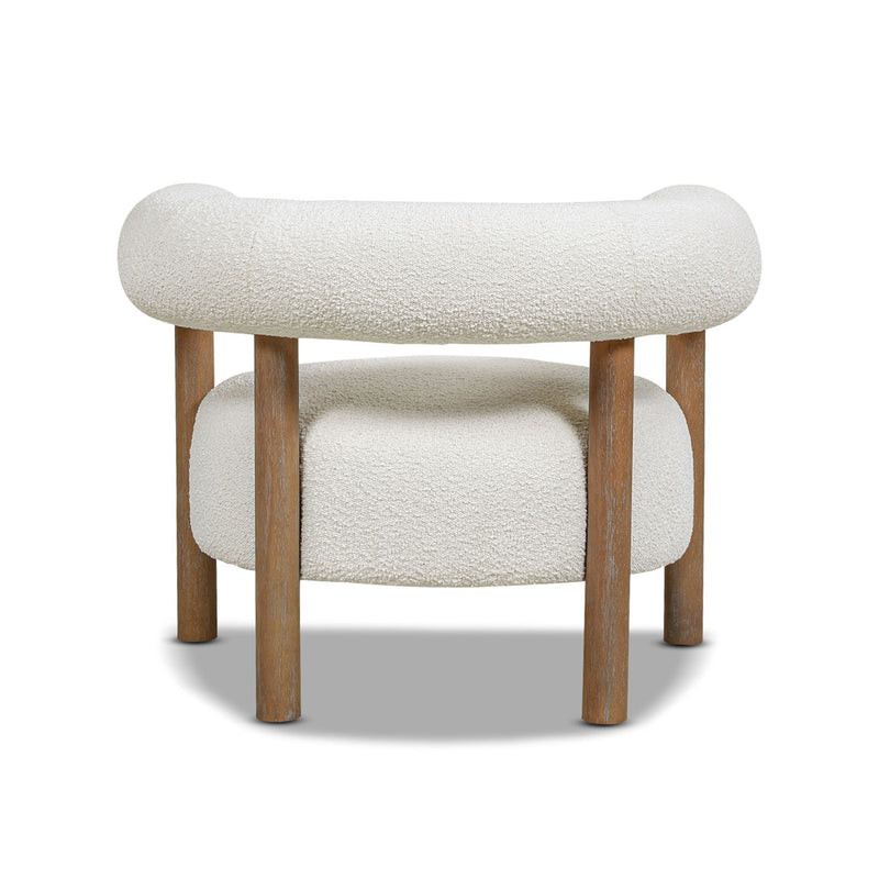 Fuji - Mid Century Modern Barrel Accent Arm Chair - Ivory White - R&R Furniture Gallery (Fountain Valley, CA)