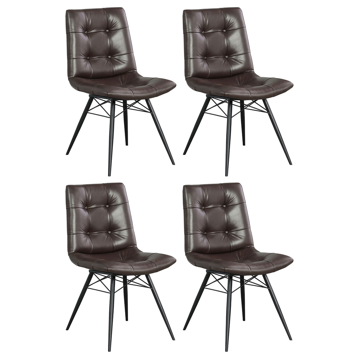 Back Dining Chairs With Button Tufting (Set of 4) - Brown