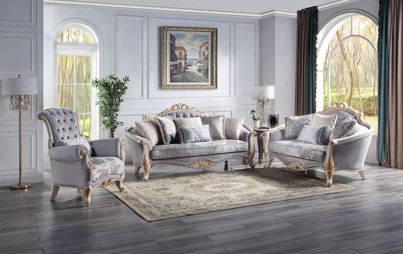 Galelvith - Loveseat With 4 Pillows - Gray Fabric - R&R Furniture Gallery (Fountain Valley, CA)