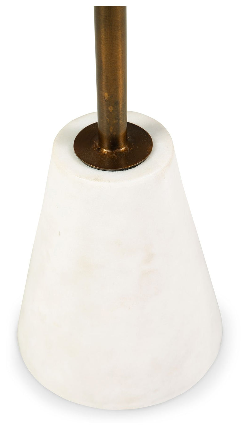 Caramont - Accent Table with White Base - Black / White / Gold Finish - R&R Furniture Gallery (Fountain Valley, CA)