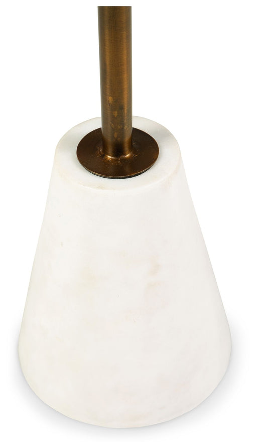 Caramont - Accent Table with White Base - Black / White / Gold Finish - R&R Furniture Gallery (Fountain Valley, CA)