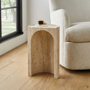 Basilica - Accent Table - Brown / White