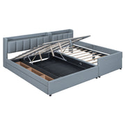 Upholstered Mother & Child Bed With Hydraulic Storage System, Drawer Box, Bedhead Storage Shelf And 2 Pairs Of Sockets & USB Ports - R&R Furniture Gallery (Fountain Valley, CA)