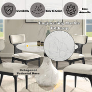Koen - Round Dining Table, Engineering Marble Top - White & Black - R&R Furniture Gallery (Fountain Valley, CA)