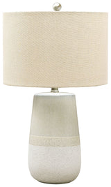 Shavon - Ceramic Table Lamp  - Beige / White - R&R Furniture Gallery (Fountain Valley, CA)