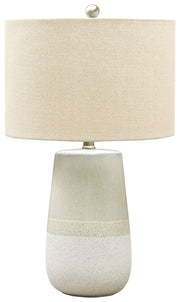 Shavon - Ceramic Table Lamp  - Beige / White - R&R Furniture Gallery (Fountain Valley, CA)