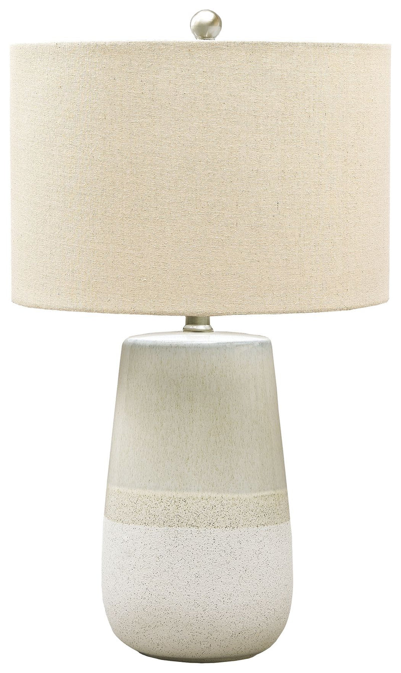Shavon - Ceramic Table Lamp  - Beige / White - R&R Furniture Gallery (Fountain Valley, CA)
