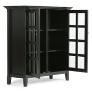 Handcrafted Acadian medium storage cabinet by Simpli-Home, featuring a natural wood finish and compact accent cabinet design.