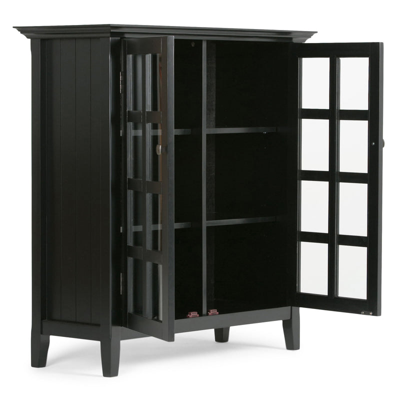 Handcrafted Acadian medium storage cabinet by Simpli-Home, featuring a natural wood finish and compact accent cabinet design.