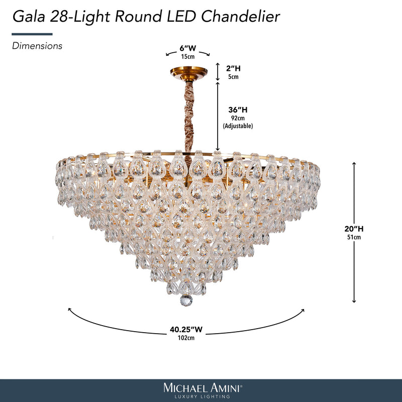 Michael Amini Lighting - Gala 28-Light Round LED Chandelier - Gold