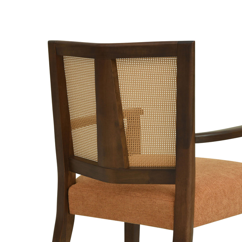 Mid Century Modern Arm Dining Chair Set With Rattan Backrest - R&R Furniture Gallery (Fountain Valley, CA)