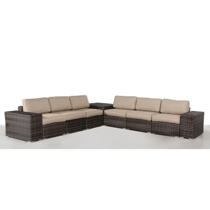 Elegant Outdoor Rattan Wicker 6 Person Seating Group With Cushions - R&R Furniture Gallery (Fountain Valley, CA)