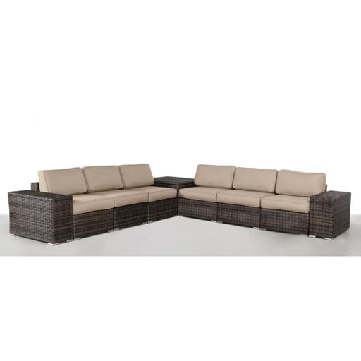 Elegant Outdoor Rattan Wicker 6 Person Seating Group With Cushions - R&R Furniture Gallery (Fountain Valley, CA)