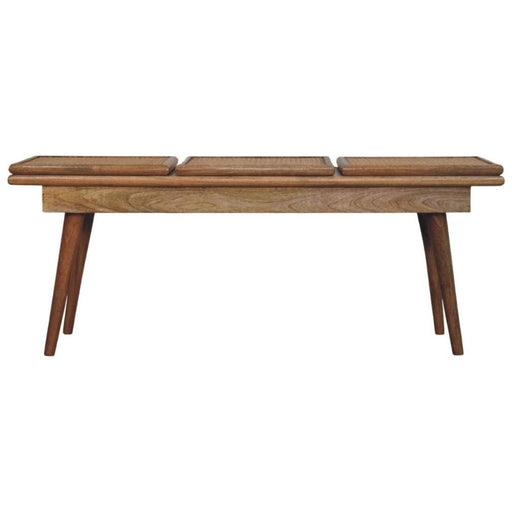 Larissa - Triple Accent Cane Bench - Beige - R&R Furniture Gallery (Fountain Valley, CA)