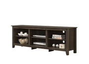 Lilola Home Benito TV stand with open shelves and cable management for organized entertainment setup.