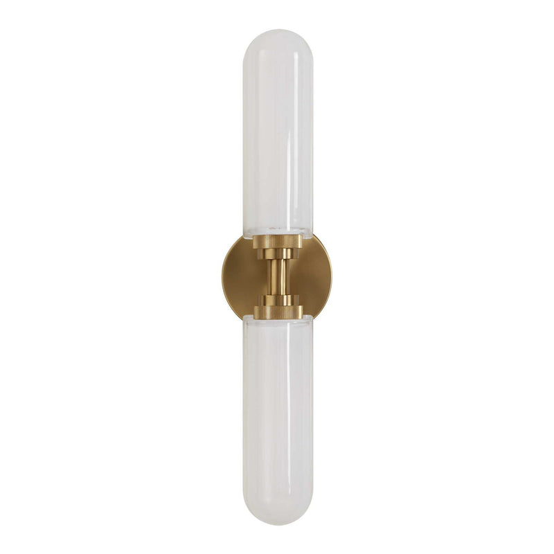 Wellsville - 2 Light Brass Sconce - White / Gold
