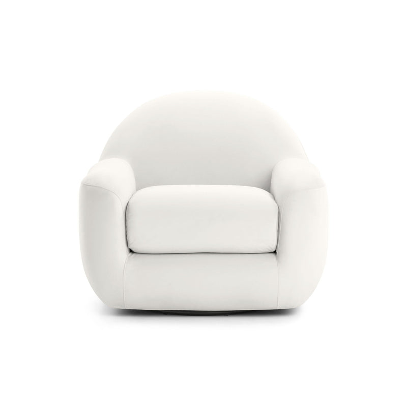 TOV Furniture Tiago swivel chair with a modern design, featuring a cushioned seat and backrest on a metal base.