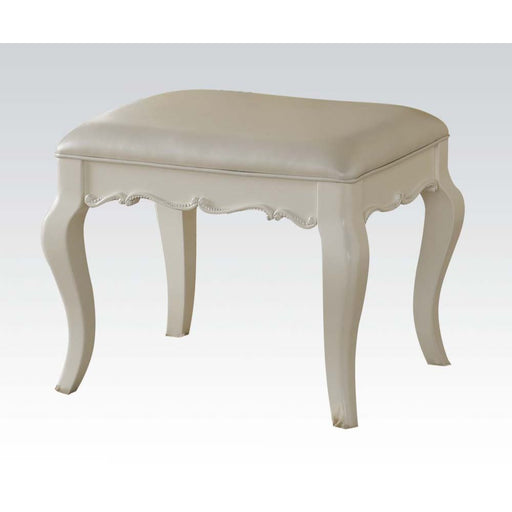 Edalene - Vanity Stool - Pearl Synthetic Leather & Pearl White - R&R Furniture Gallery (Fountain Valley, CA)