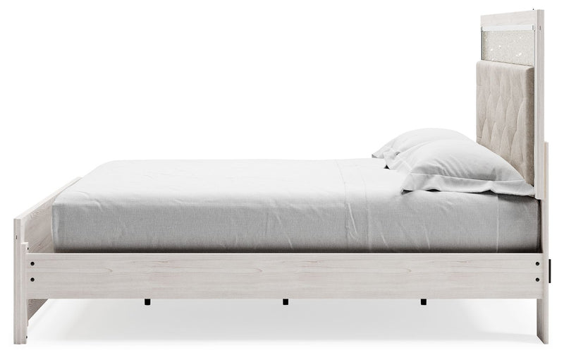 Altyra - King Panel Bed With Upholstered Headboard - White - R&R Furniture Gallery (Fountain Valley, CA)