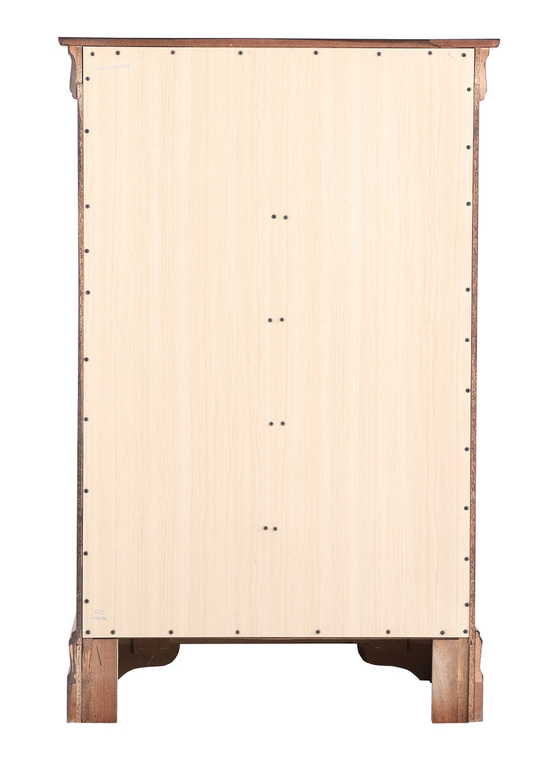 Louis Phillipe accent chest by Glory Furniture showing a stylish wooden storage cabinet with decorative drawer handles.
