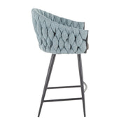 Lumi Source Matisse braided contemporary counter height chair with wooden legs and woven seat, 24-27 inches tall.