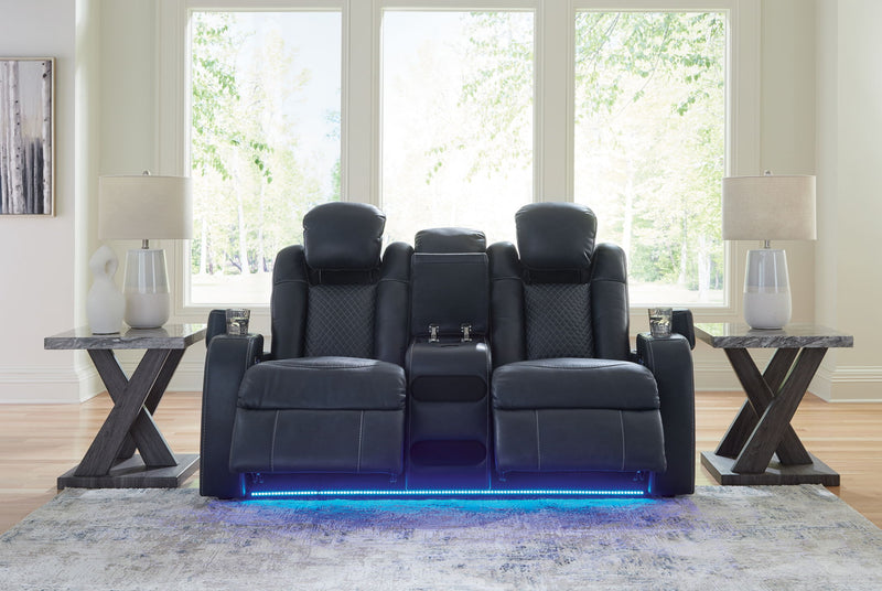 Fyne-dyme - Power Reclining Loveseat With Console/Adj Hdrst - R&R Furniture Gallery (Fountain Valley, CA)